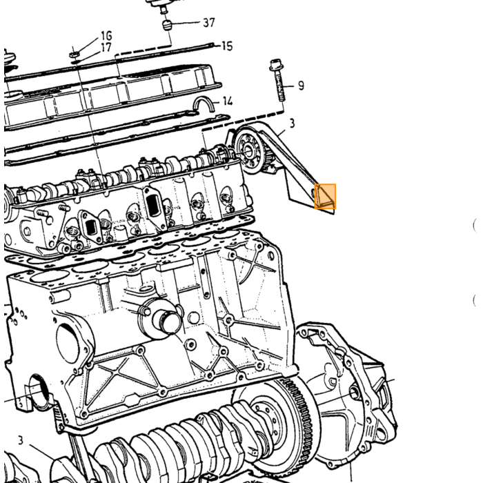 Volvo Distributieketting (nokkenas) B27+B28+B280 1980+ Volvo onderdeel nr 245301