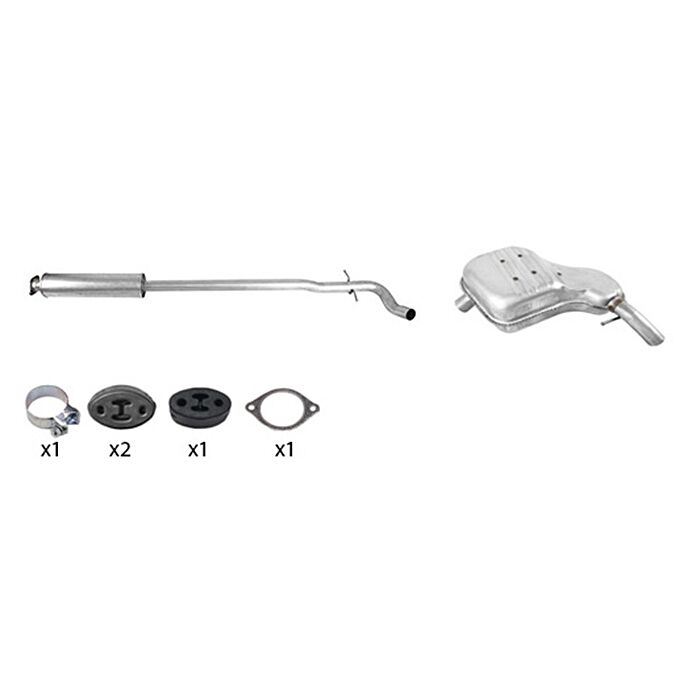 Volvo uitlaat set xc70  achterdemper en tussendemper vanaf de voorpijp set 2000-2001 benzine met turbo en diesel Volvo onderdeel nr 254368057B