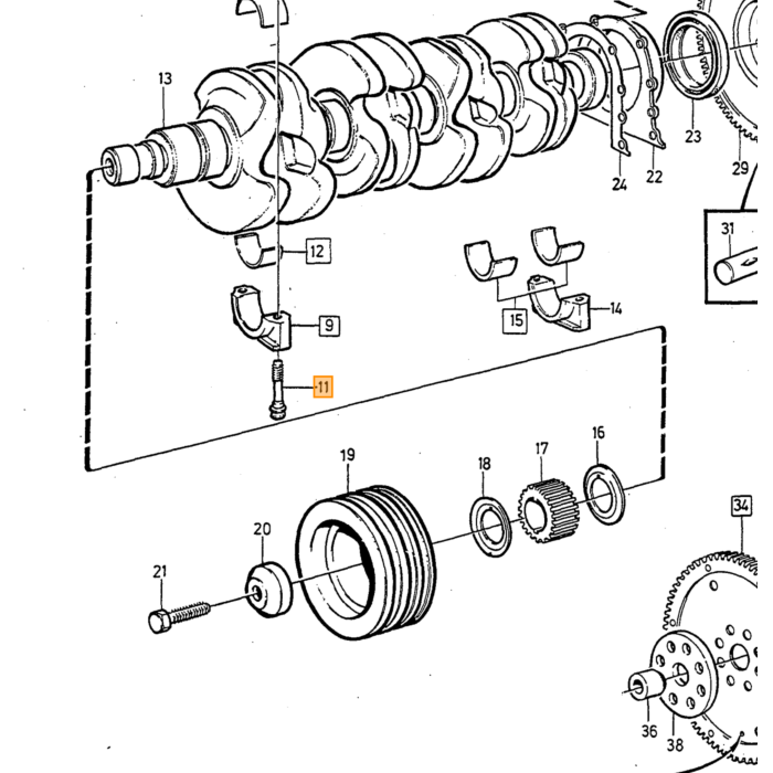 Volvo Lagerset hoofdlager B200+B230+B234 standaard std 1988+ 240  740  760  940  960 Volvo onderdeel nr 270906