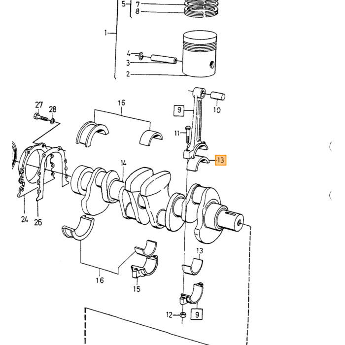 Volvo Lagerset drijfstang B20 1974+ B19+B21+B23 -1984 standaard std 24mm AQ145A 140  145  164  240  340-360  740  760  Amazon 121  Amazon 122 S  Amazon 220  C202  C303  P 1800 E  P 1800 ES Volvo onderdeel nr 271063