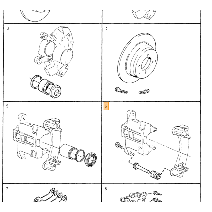 Volvo Remklauw Geleidebouten Reparatieset Volvo 340 - 360 - 440 - 460 - 480 - 740 - 760 - 780 -  940 - 960 - 850 - V70 - S70 achter Volvo onderdeel nr 271108