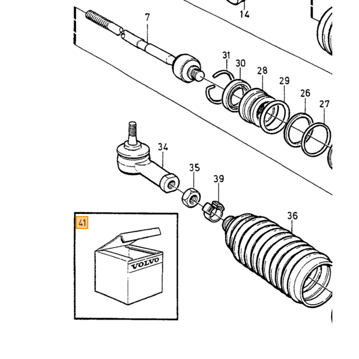 Volvo Hoes set  Stuur rechts Volvo 740 - 760 - 780 stuurhuis Volvo onderdeel nr 271554