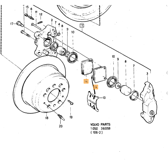 Volvo Remblok set voor Amazon B20+140+164+P1800+240+260 type GIRLING Volvo onderdeel nr 271739