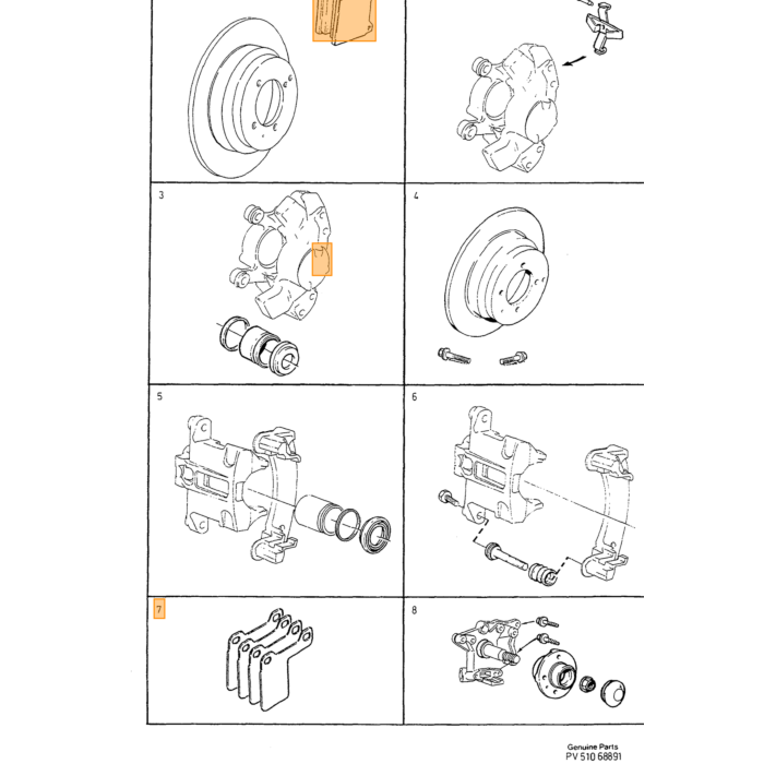 Volvo Rem Anti trilplaatjes shim achter 850-C70/2005-S70-V70 -2000 set 4 st  2 WD Volvo onderdeel nr 272272