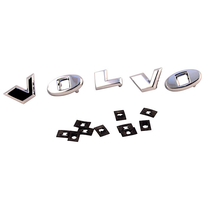Letterset VOLVO zilver Amazon motorkap +P1800 koffer origineel +clips