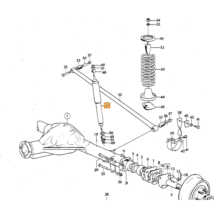Volvo Schokbreker schokdemper achter Amazon 123GT+P1800S+ P1800E+P1800ES    HD gas KYB 276480  Volvo onderdeel nr 276553