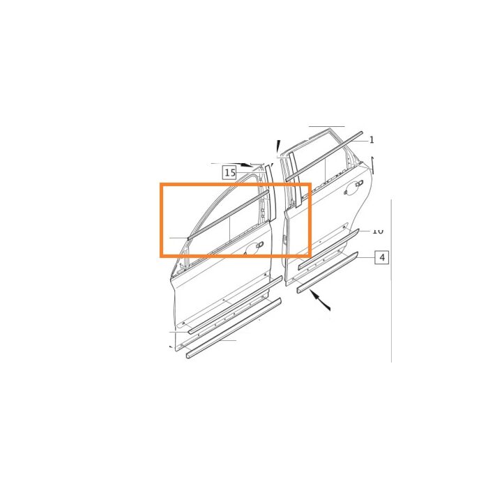 Volvo schraaplijst portierruit V50 S40 links voor zie 31297660 Volvo onderdeel nr 31253000