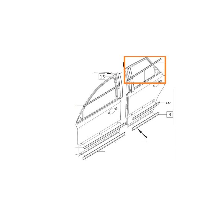 Skraplist dörrfönster V50 S40 vänster bak (31253002)