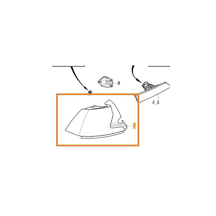 Baklykta vänster, S90 2017+ CH -4094, Variant code: JA02 or JA03