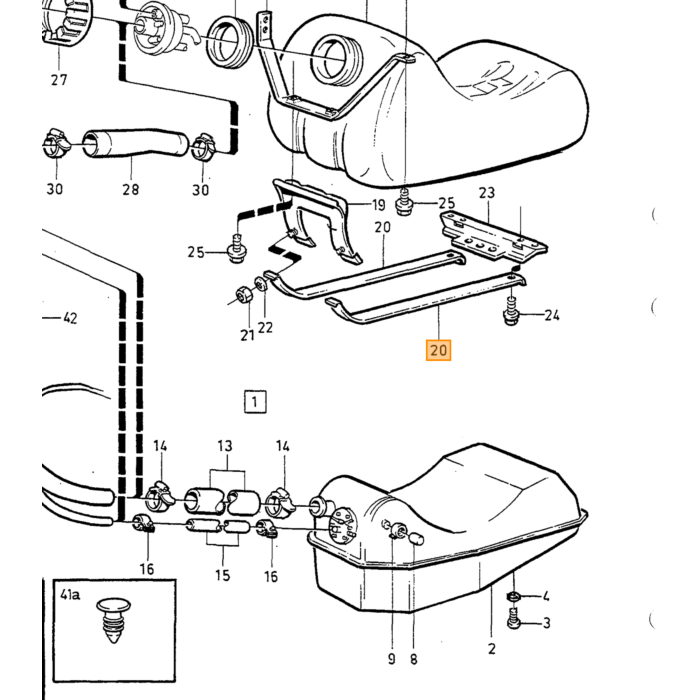 Volvo Stalen band  brandstoftank ophanging Volvo 700  900  S90 V90 (-1998) benzinetank dieseltank Volvo onderdeel nr 3501484