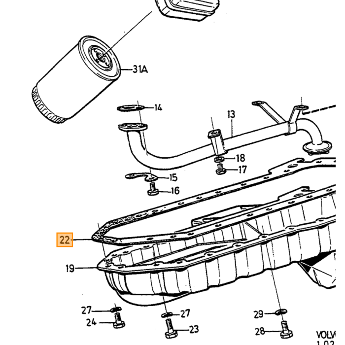 Volvo Pakking carter D24 240+740+260+760+940 diesel Volvo onderdeel nr 3507025
