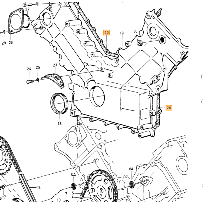 Volvo Pakking distributiedeksel B27+B28+B270 200 + 760 Volvo onderdeel nr 3514108