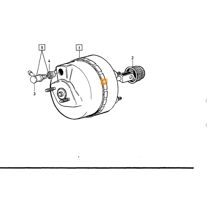 Volvo Rem bekrachtiger 740+760+940+940 geen ABS 1273751  2x8inch203mm diam Volvo onderdeel nr 3516094