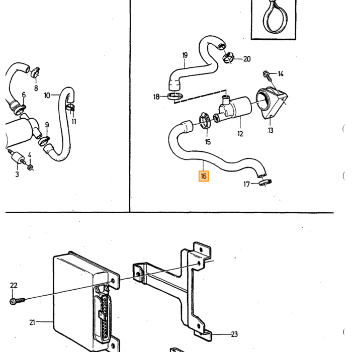Volvo Slang lucht ingaand voor  stappenmotor 240+940+740 nr 1389618 B200F+B230F/FX/FD Volvo onderdeel nr 3517084