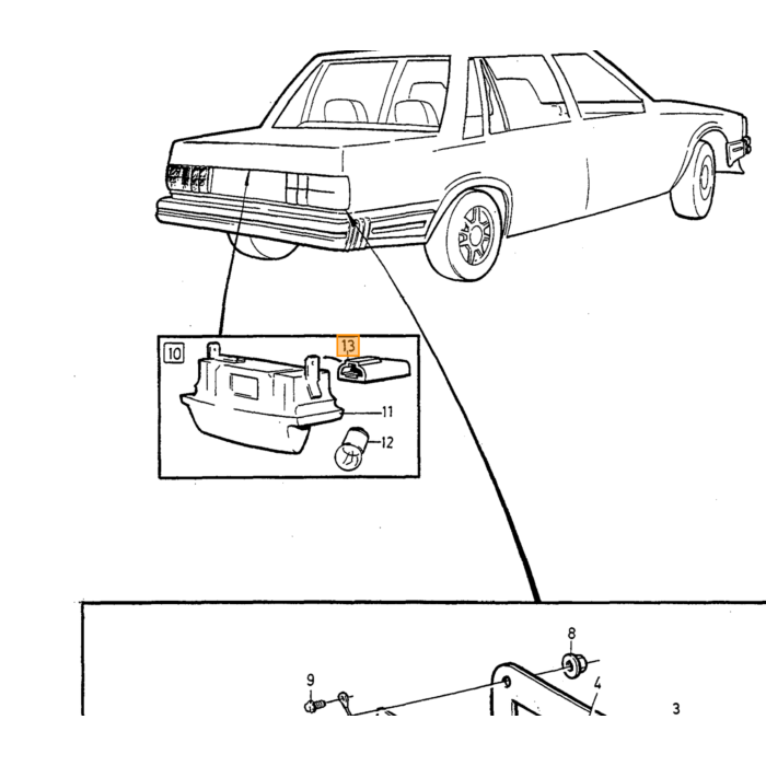 Volvo Kentekenverlichting 240-740-760-780 sedan 240 740 260 760 780 Volvo onderdeel nr 3518672