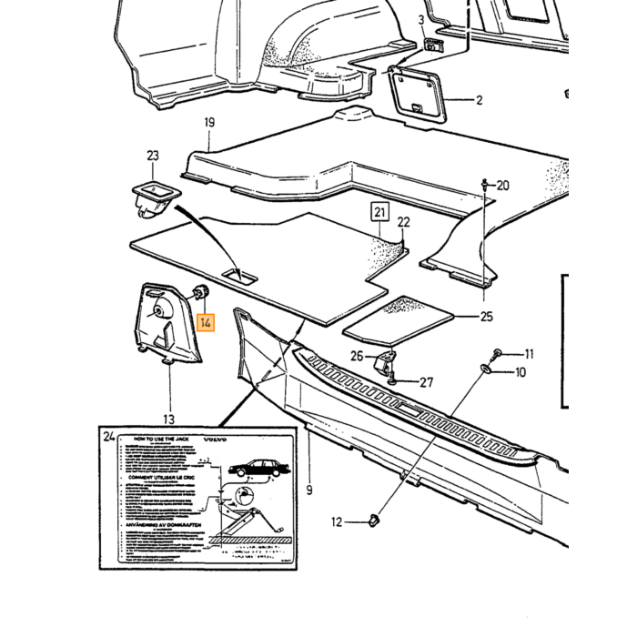 Volvo Clip Vloermat Volvo 850 - 940 - 960 - S40 - V40 -'99 Volvo onderdeel nr 3529482