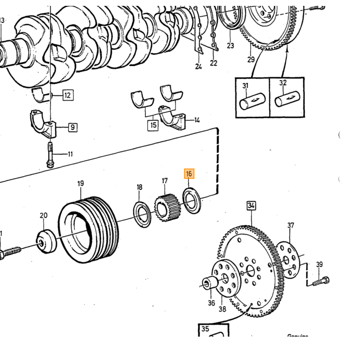 Volvo krukasafdichtring plaat  b200 b230  (1357620) 240 740 760 780 940 960 Volvo onderdeel nr 3531184