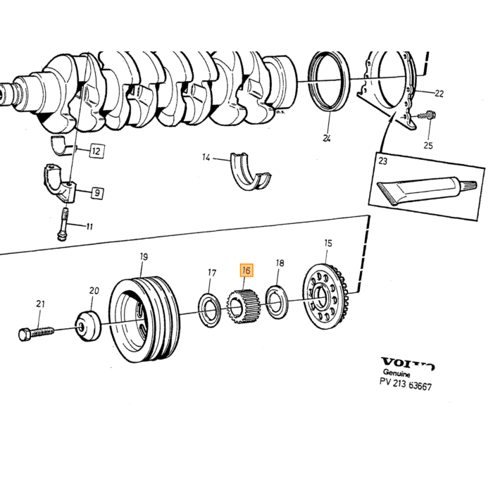 Volvo krukasafdichtring plaat  b200 b230  (1357620) 240 740 760 780 940 960 Volvo onderdeel nr 3531184