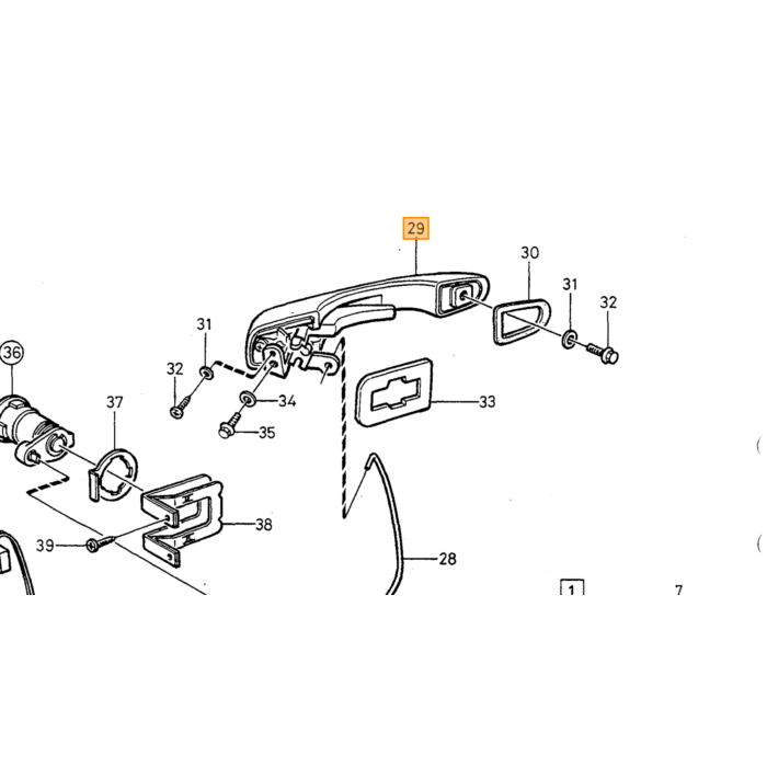 Volvo Pakking deurslot Volvo 240 244 245 260 262 achter slotgat in portier Volvo onderdeel nr 3536509