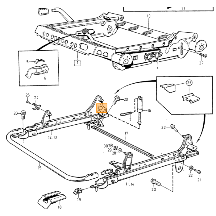 Volvo gas demper gasveer voorstoel 850  C70 (-2005)  S40  V40 (-2004)  S60 (-2009)  S70  V70  V70XC (-2000)  S80 (-2006)  V70 P26  XC70 (2001-2007)  XC90 (-2014) Volvo onderdeel nr 3539358
