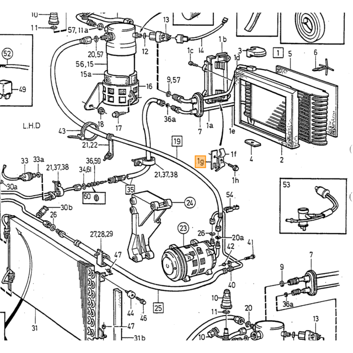 Volvo Airco drukslang compressor-droger 1991-1993 240+_260+740+ Volvo onderdeel nr 3540604