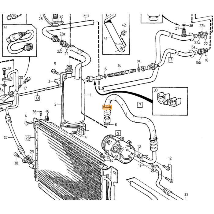 Volvo Airco pomp 850+S70+V70 -1999 (S80 only diesel 1998-2002) Volvo onderdeel nr 3545088