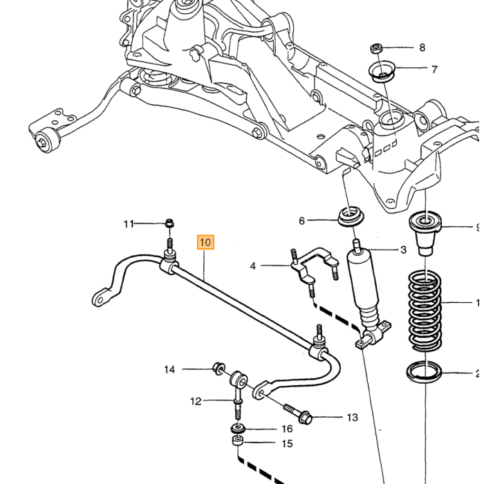 Volvo Veerbevestiging Veerschotel Achter 2WD zonder Nivomat Volvo 850 - S70 - V70 - C70 Volvo onderdeel nr 3546435