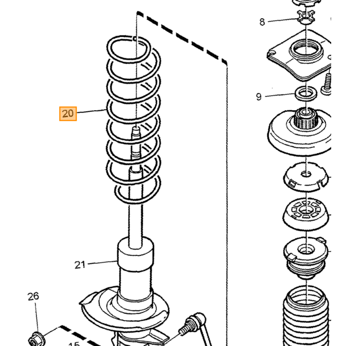 Volvo Veer Voor 9-28mm Verlaging Volvo 850 - C70 - S70 - V70 Volvo onderdeel nr 3546640