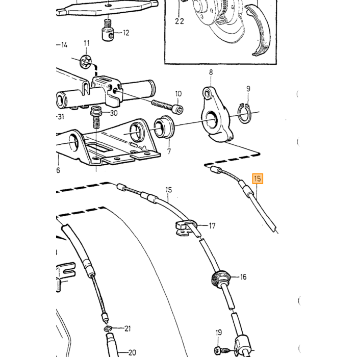 Volvo Handremkabel links of rechts 850 CH-47065 -1993 zonder AWD 850 Volvo onderdeel nr 3546664