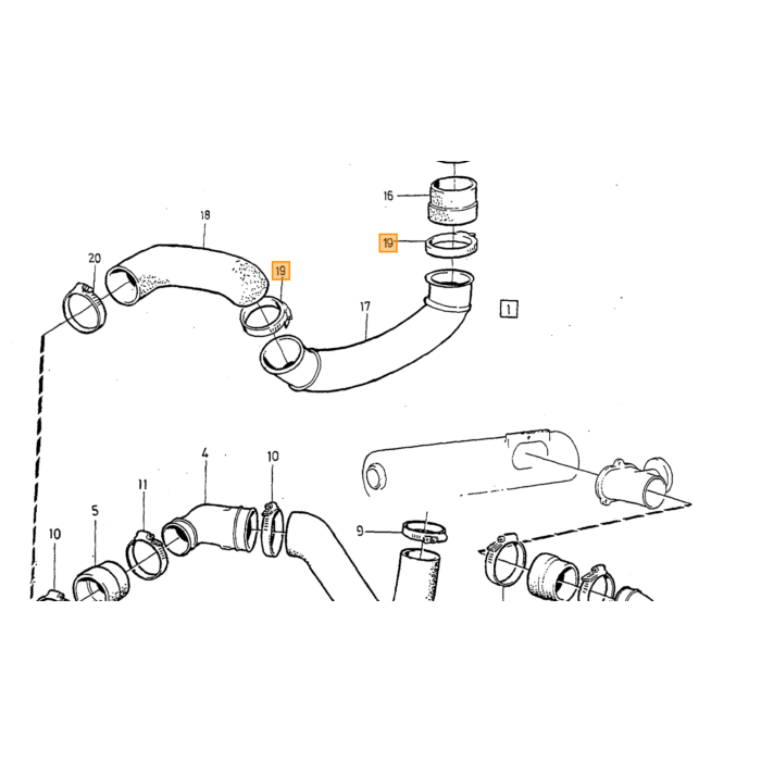 Volvo Slang 740 760 940 960 intercooler b204 gt Volvo onderdeel nr 3547628
