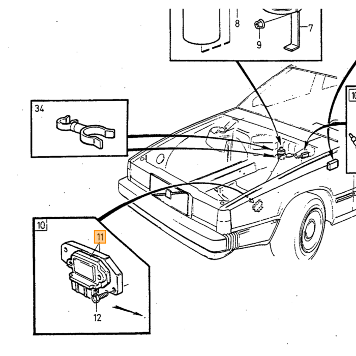 Volvo Vliegwiel sensor- BDP sensor Volvo 850 900 C70 (-2005) S70 V70 (-2000) S90 V90 (-1998) V70 XC (-2000) Volvo onderdeel nr 3547699