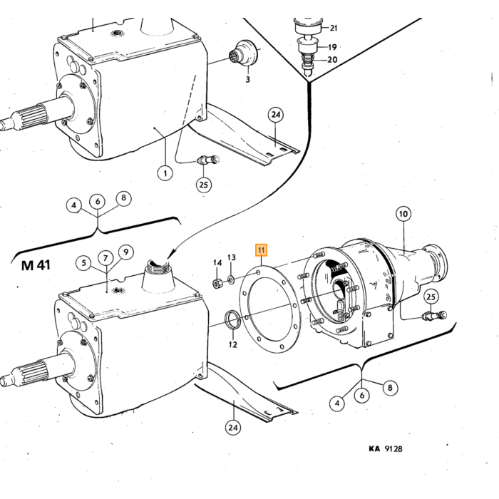 Volvo Pakking D type overdrive tussen overdrive en flens Volvo onderdeel nr 380186