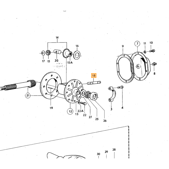 Volvo As differentieel Dana 30 Amazon 140+164+740+940 1966-1993 10 bouts  Volvo onderdeel nr 384201