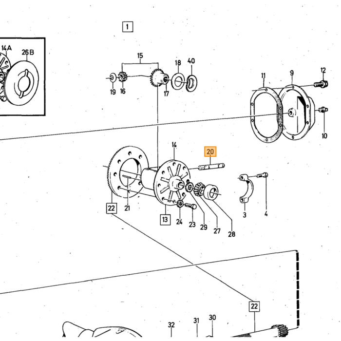 Volvo As differentieel Dana 30 Amazon 140+164+740+940 1966-1993 10 bouts  Volvo onderdeel nr 384201
