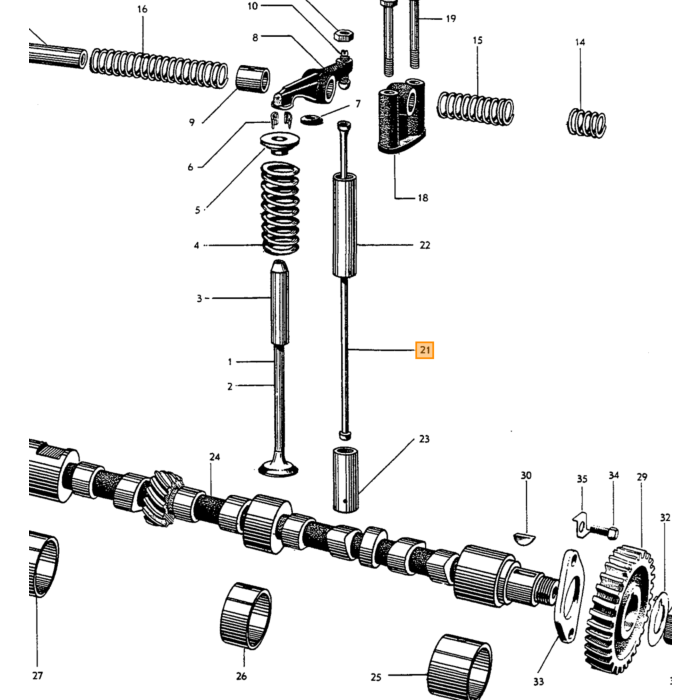 Volvo Klepstoter stang B4B motor\n 109.485+ alle B16 gebruikt  21cm Volvo onderdeel nr 403689