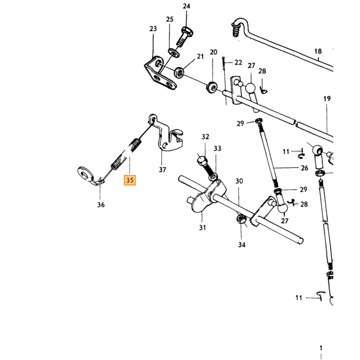 Volvo Veer gasstang SU HS6 en HIF (terugtrekveer) +injectie B20E 140  145  164  Amazon 121  Amazon 122 S  Amazon 220  P 1800  P 210 Duett  Pv 444  Pv 544 Volvo onderdeel nr 418963