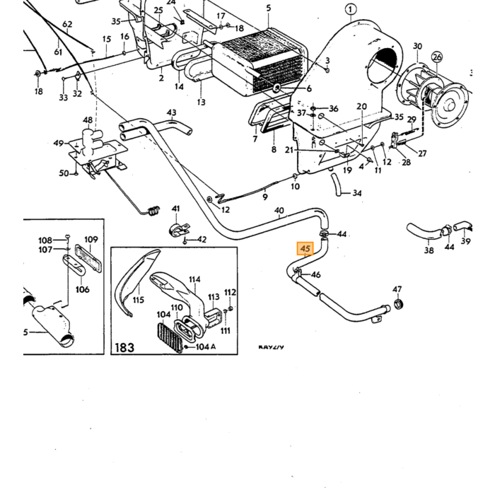 Volvo Pijp waterpomp naar kachel  Amazon B18 '61-'68  PV/Duett '61-'68  1800S/E/ES '61-'73  Volvo onderdeel nr 419414