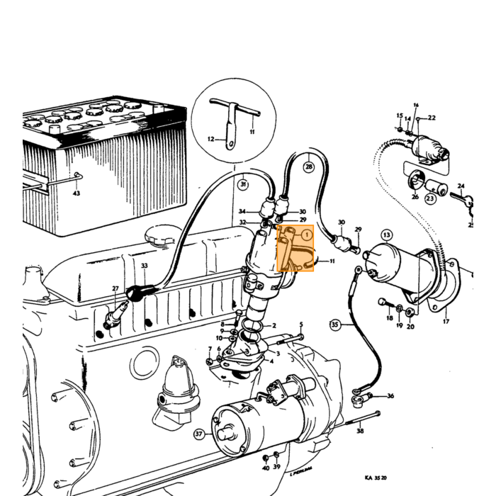 Volvo Wisselstroom dynamo 55 amp (type met losse regelaar)  Amazon+P1800+140+164  Volvo onderdeel nr 419420