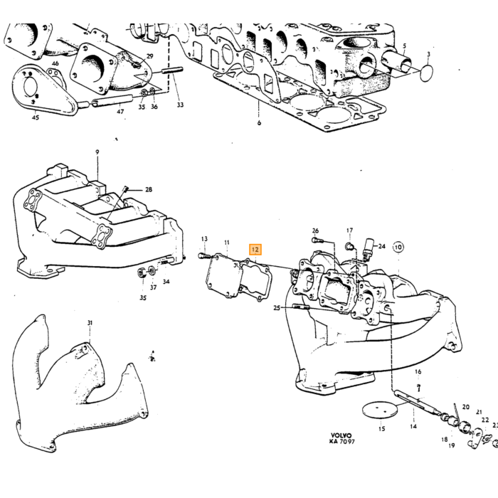 Volvo Pakking spruitstuk B18 B20 P1800 Amazon SU gasklep afdekplaatje hotspot Volvo onderdeel nr 419564