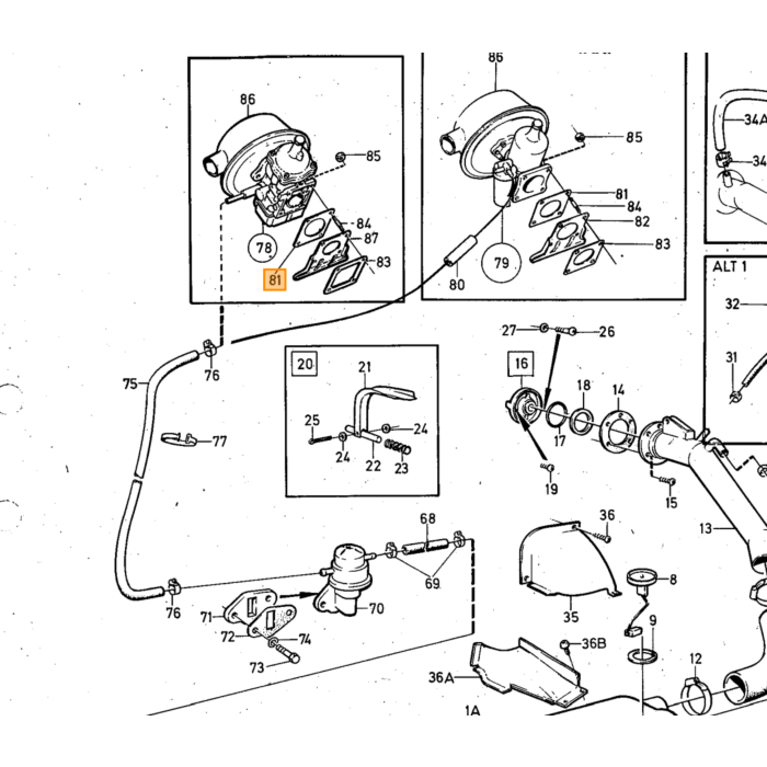 Volvo Isolatieflens carburateur Stromberg B20 (tussen hitteschild en carburateur) Volvo onderdeel nr 419888
