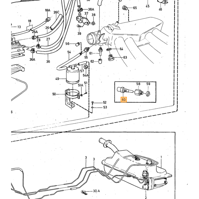 Volvo Temperatuur tijd zender sensor voor koudstart injector B20+B30E+F/k jet (M14x1.5) 140+164 bruine aansluiting NOS Volvo onderdeel nr 462632
