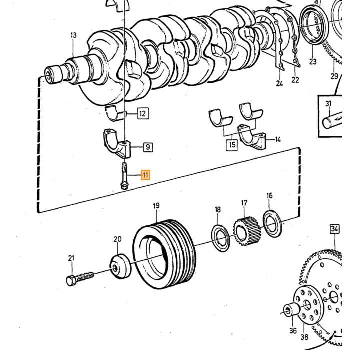 Volvo Distributieriem spanrol B19+B21+B23+B230+B200 740 340-360 940 240 760 Volvo onderdeel nr 463633