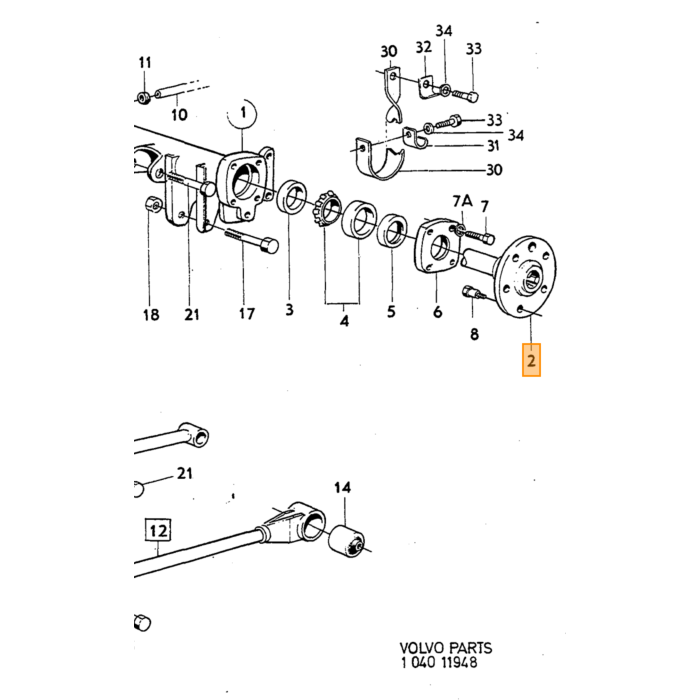 Volvo Veer achter Amazon 2 deurs ch-216.949 4 deurs ch-225.049  P1800ES CH 3054+ 373mm hoog Volvo onderdeel nr 653163