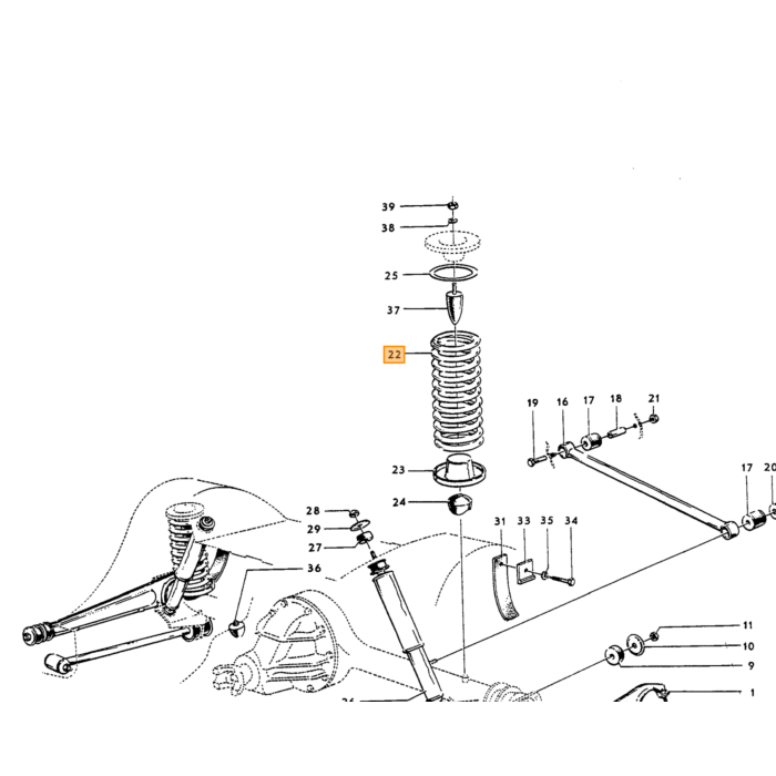 Volvo Veer achter Amazon 2 deurs ch-216.949 4 deurs ch-225.049  P1800ES CH 3054+ 373mm hoog Volvo onderdeel nr 653163