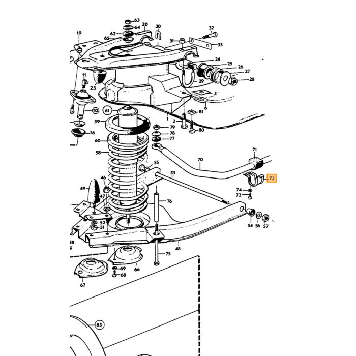 Volvo Stabilisator stang beugel voorzijde Amazon+P1800 -1966(1 bouts) Volvo onderdeel nr 653392