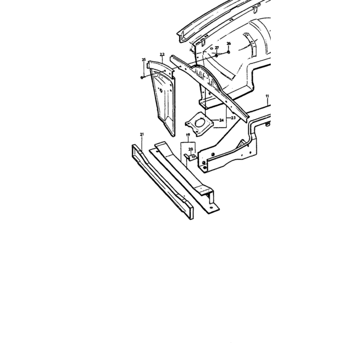 Volvo Plaatwerk Amazon binnen plaat links  Volvo onderdeel nr 653418