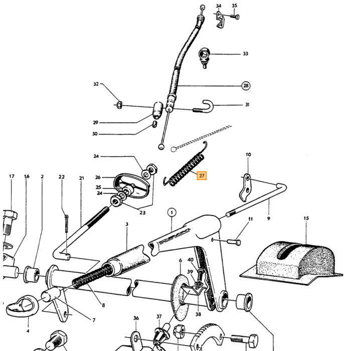 Volvo Handrem terugtrek veer Amazon +P1800 Volvo onderdeel nr 653625