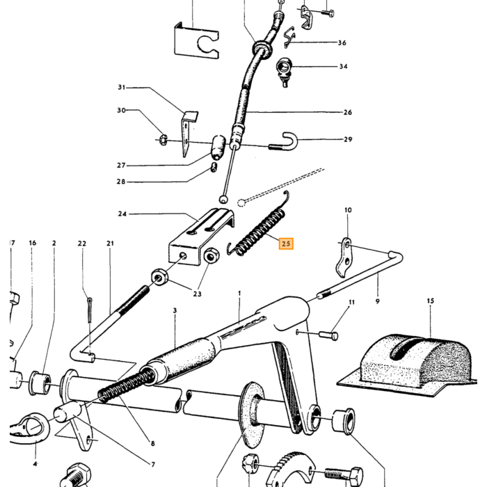 Volvo Handrem terugtrek veer Amazon +P1800 Volvo onderdeel nr 653625
