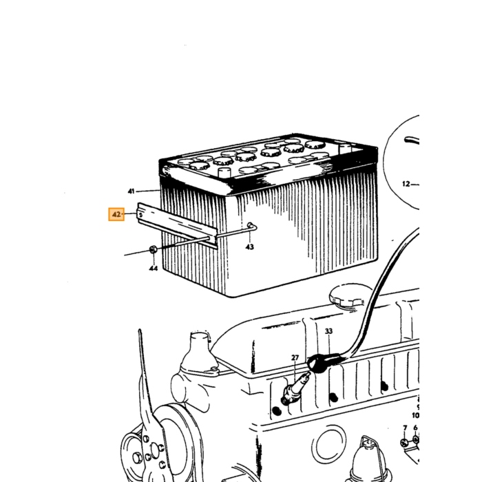 Volvo Accu houder Amazon met beugels  Volvo onderdeel nr 653864