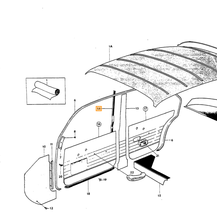 Volvo Rubber portierstijl Amazon kombi (verticaal) 4 per auto nodig 92509 Volvo onderdeel nr 654269